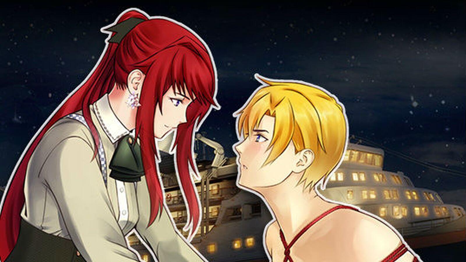 Two characters in the game Lady Killer in a Bind stare at each other with anger.